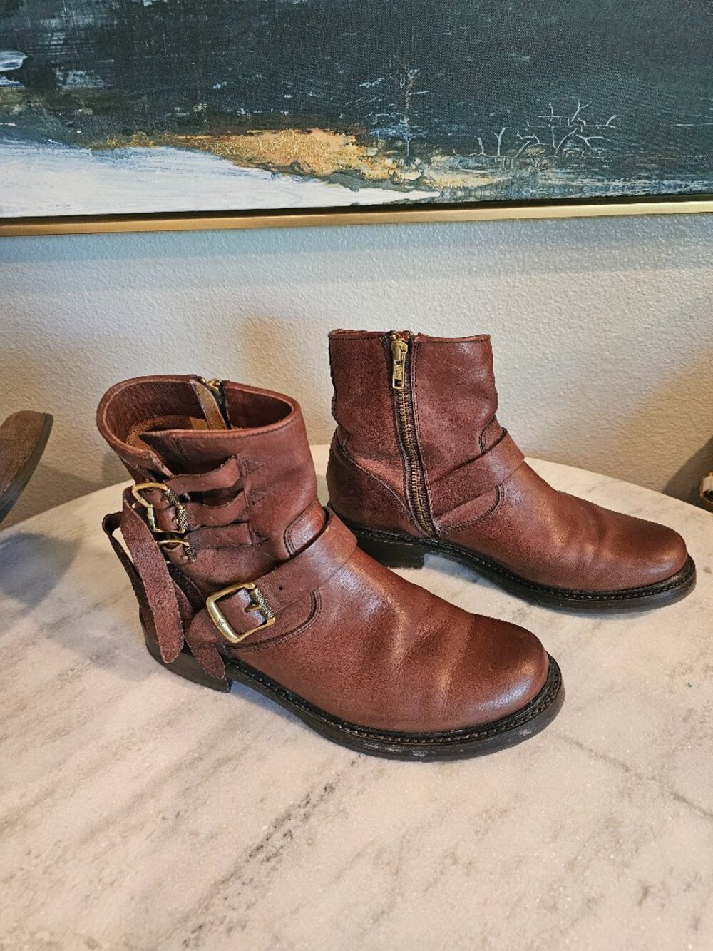 Frye Veronica Brown Leather Womens Boots